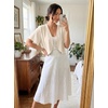 image:imageGRECERELLE Womens Summer Lightweight Cropped Cardigan Shrug  Short Sleeve Casual Bolero Shrugs Open Front Cover Ups for Dresses V Neck Trendy Layering TopsIvory White