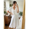 image:imageGRECERELLE Womens Summer Lightweight Cropped Cardigan Shrug  Short Sleeve Casual Bolero Shrugs Open Front Cover Ups for Dresses V Neck Trendy Layering TopsWhite