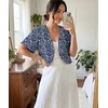 image:imageGRECERELLE Womens Summer Lightweight Cropped Cardigan Shrug  Short Sleeve Casual Bolero Shrugs Open Front Cover Ups for Dresses V Neck Trendy Layering TopsBlue White Flower