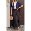 image:imageGRECERELLE Womens Summer Lightweight Cropped Cardigan Shrug  Short Sleeve Casual Bolero Shrugs Open Front Cover Ups for Dresses V Neck Trendy Layering TopsDark Blue