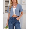 image:imageGRECERELLE Womens Summer Lightweight Cropped Cardigan Shrug  Short Sleeve Casual Bolero Shrugs Open Front Cover Ups for Dresses V Neck Trendy Layering TopsHaze Blue
