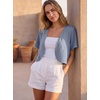 image:imageGRECERELLE Womens Summer Lightweight Cropped Cardigan Shrug  Short Sleeve Casual Bolero Shrugs Open Front Cover Ups for Dresses V Neck Trendy Layering TopsHaze Blue