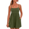 image:imageGRECERELLE Cotton Summer Rompers for Women 2026 Athleisure Jumpsuit Shorts  with Pockets  Casual Athletic  Adjustable Spaghetti Strap  Tennis  Square neck  Beach Vacation Daily WearArmy Green