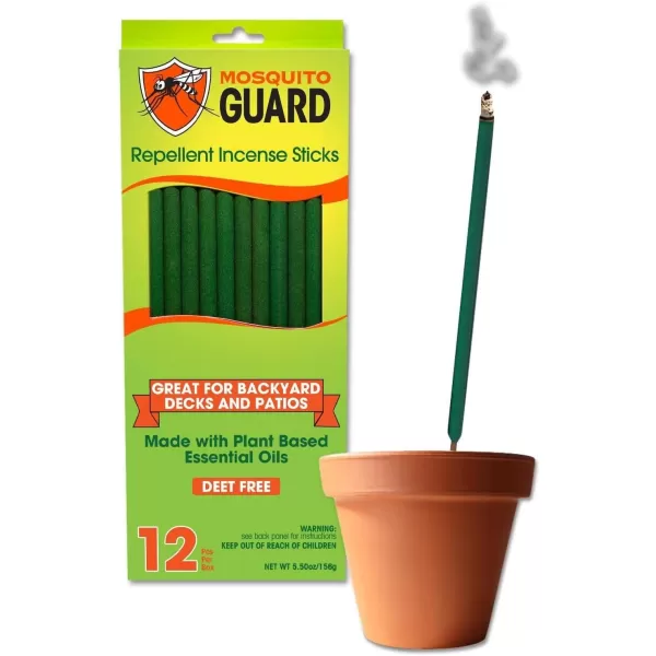 Mosquito Guard 12 Mosquito Repellent Sticks, 2.5 Hrs Protection 1ft Citronella Incense Sticks Outdoor, Plant-Based Mosquito Repellent Incense Sticks, Mosquito Repellent Outdoor Patio, Bug repellent