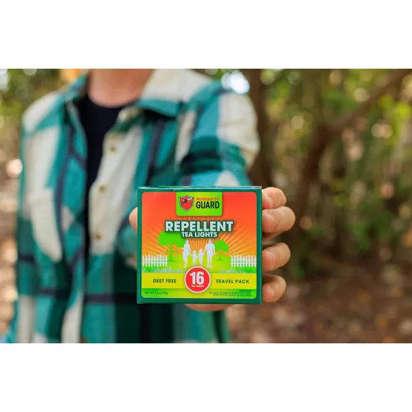 Mosquito Guard 16 Tealight Citronella Candles Outdoor Mosquito Repellent Indoors - DEET Free Mosquito Candles for Outside - Natural Mosquito Repellent Outdoor Patio Candle - Yard Bug Repellent Candle