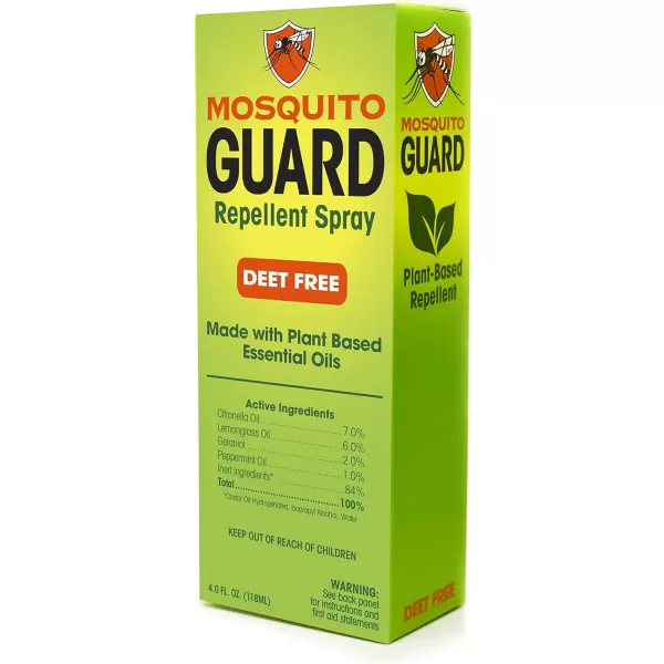 Mosquito Guard 4 oz fl Organic Mosquito Repellent Spray for Body - DEET Free Natural Bug Spray Travel Size - Mosquito Repellent Indoor - Insect Repellent Spray - Travel Bug Spray for People Outdoor