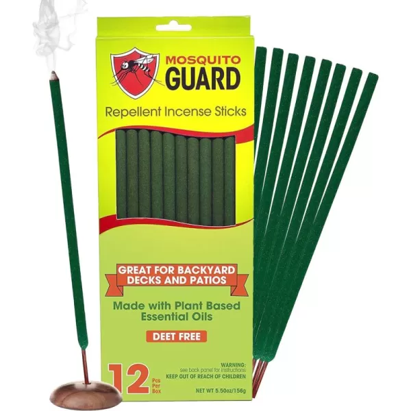 Mosquito Guard 12 Mosquito Repellent Sticks, 2.5 Hrs Protection 1ft Citronella Incense Sticks Outdoor, Plant-Based Mosquito Repellent Incense Sticks, Mosquito Repellent Outdoor Patio, Bug repellent