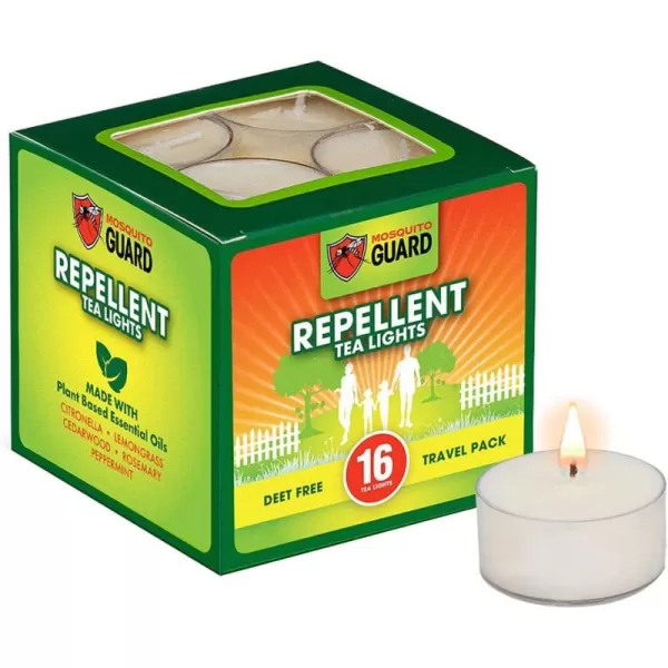 Mosquito Guard 16 Tealight Citronella Candles Outdoor Mosquito Repellent Indoors - DEET Free Mosquito Candles for Outside - Natural Mosquito Repellent Outdoor Patio Candle - Yard Bug Repellent Candle