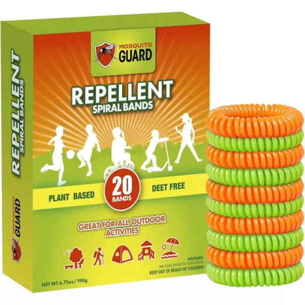 Mosquito Guard 20 Deet Free Mosquito Repellent Bracelets for Kids - Camping Essentials Bug Repellent Bracelets - Mosquito Repellent Outdoor Patio Bands - Summer Essential Bug Bracelets Repellent Kids