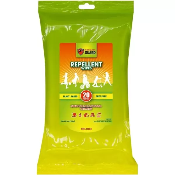 Mosquito Guard Mosquito Repellent Wipes Travel - DEET Free 20 Bug Wipes Repellent Individually Wrapped - Travel Size Mosquito Repellent For Patio - Camping Bug Repellent Wipes - Insect Repellent Wipes