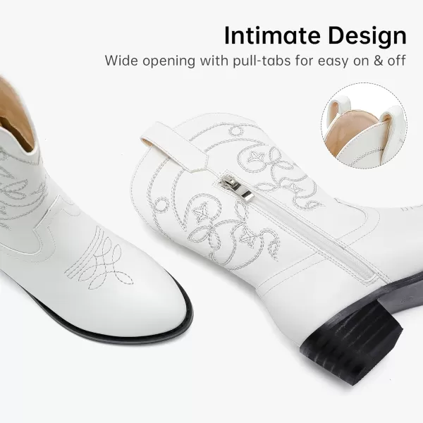 Girls Cowboy Boots Pull On Cowgirl Boots Pointed Toe Mid Calf Western Boots for Little Kid Big KidWhite