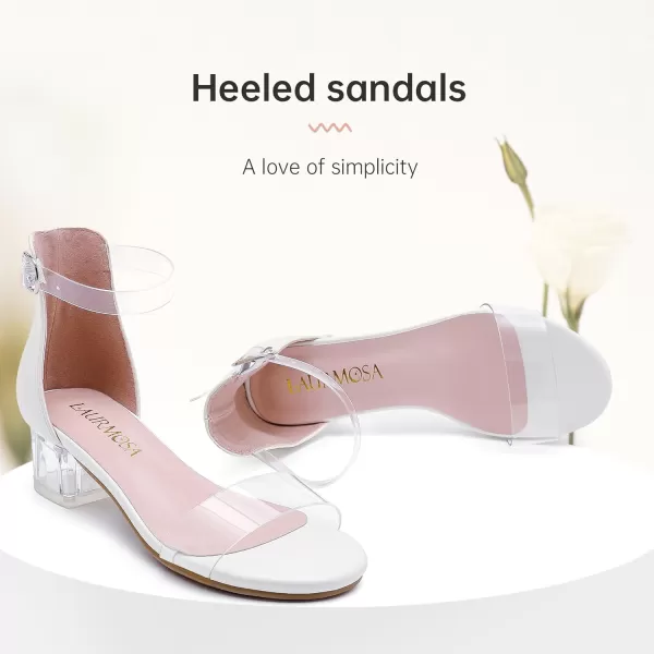 Girls High Heels Sandal for Girls Open Toe Ankle Buckle Strap Dress Shoes for Little Big Kids in Wedding Party Block Chunky Pump SandalsHonorable Clear White