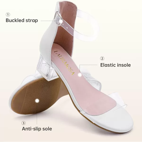 Girls High Heels Sandal for Girls Open Toe Ankle Buckle Strap Dress Shoes for Little Big Kids in Wedding Party Block Chunky Pump SandalsHonorable Clear White