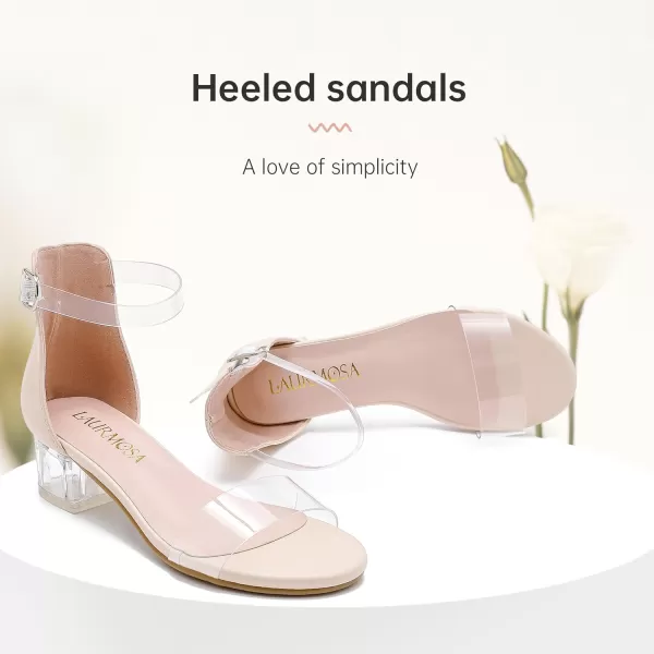 Girls High Heels Sandal for Girls Open Toe Ankle Buckle Strap Dress Shoes for Little Big Kids in Wedding Party Block Chunky Pump SandalsHonorable Clear Nude