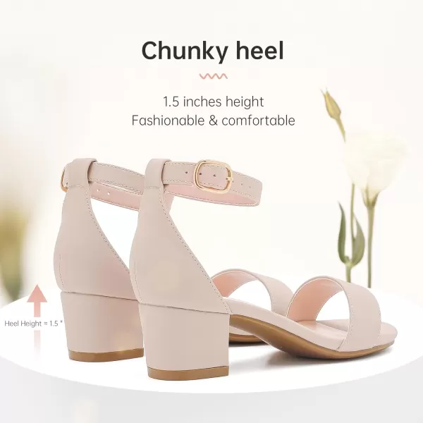 Girls High Heels Sandal for Girls Open Toe Ankle Buckle Strap Dress Shoes for Little Big Kids in Wedding Party Block Chunky Pump SandalsHonorable Nubuck Nude