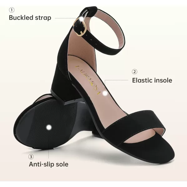Girls High Heels Sandal for Girls Open Toe Ankle Buckle Strap Dress Shoes for Little Big Kids in Wedding Party Block Chunky Pump SandalsHonorable Nubuck Black
