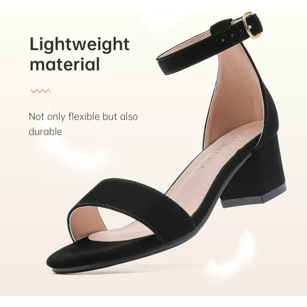 Girls High Heels Sandal for Girls Open Toe Ankle Buckle Strap Dress Shoes for Little Big Kids in Wedding Party Block Chunky Pump SandalsHonorable Nubuck Black