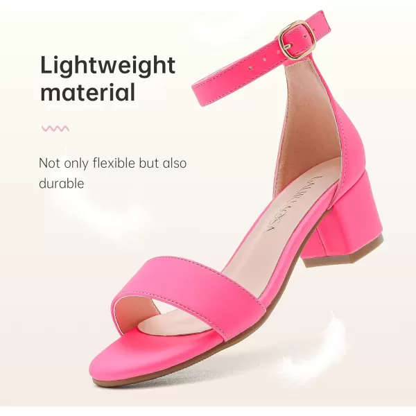 Girls High Heels Sandal for Girls Open Toe Ankle Buckle Strap Dress Shoes for Little Big Kids in Wedding Party Block Chunky Pump SandalsHonorable Nubuck Fuchsia