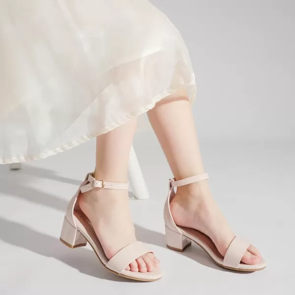 Girls High Heels Sandal for Girls Open Toe Ankle Buckle Strap Dress Shoes for Little Big Kids in Wedding Party Block Chunky Pump SandalsHonorable Patent Nude