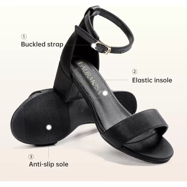 Girls High Heels Sandal for Girls Open Toe Ankle Buckle Strap Dress Shoes for Little Big Kids in Wedding Party Block Chunky Pump SandalsHonorable Pu Black