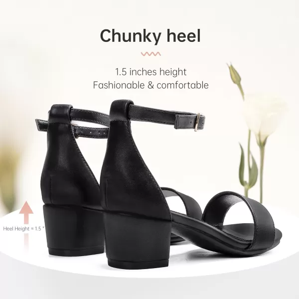 Girls High Heels Sandal for Girls Open Toe Ankle Buckle Strap Dress Shoes for Little Big Kids in Wedding Party Block Chunky Pump SandalsHonorable Pu Black