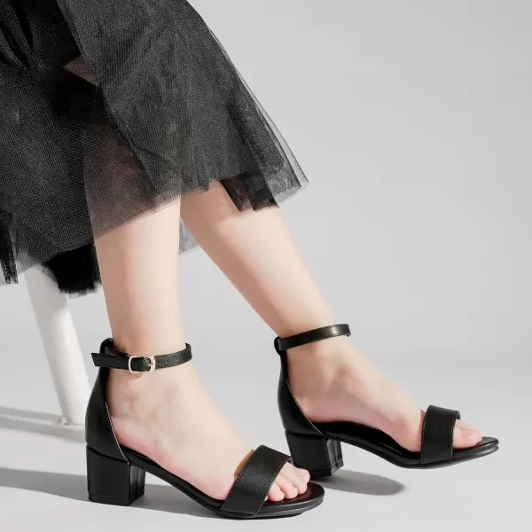 Girls High Heels Sandal for Girls Open Toe Ankle Buckle Strap Dress Shoes for Little Big Kids in Wedding Party Block Chunky Pump SandalsHonorable Pu Black