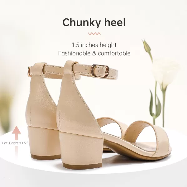 Girls High Heels Sandal for Girls Open Toe Ankle Buckle Strap Dress Shoes for Little Big Kids in Wedding Party Block Chunky Pump SandalsHonorable Pu Nude