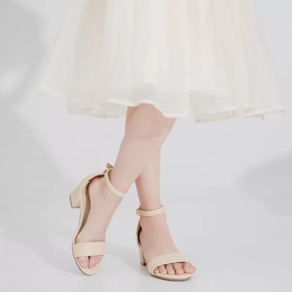 Girls High Heels Sandal for Girls Open Toe Ankle Buckle Strap Dress Shoes for Little Big Kids in Wedding Party Block Chunky Pump SandalsHonorable Pu Nude