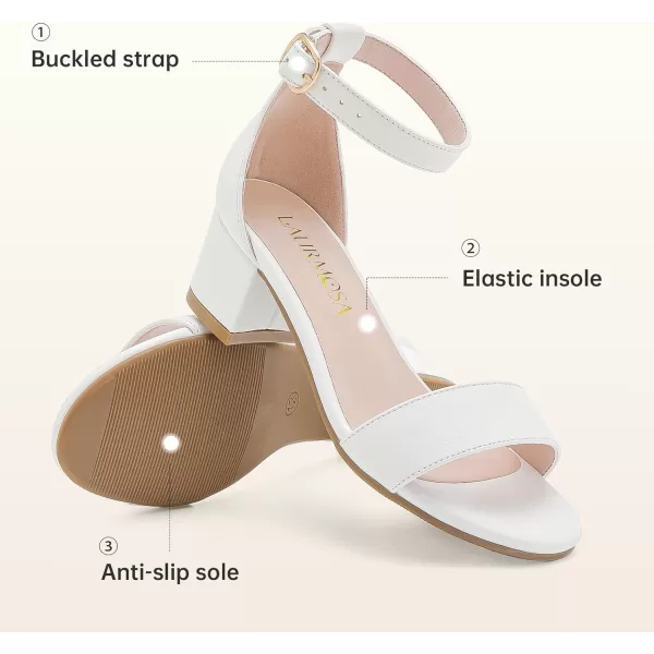 Girls High Heels Sandal for Girls Open Toe Ankle Buckle Strap Dress Shoes for Little Big Kids in Wedding Party Block Chunky Pump SandalsHonorable Pu White