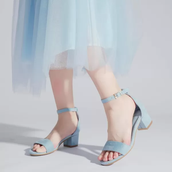 Girls High Heels Sandal for Girls Open Toe Ankle Buckle Strap Dress Shoes for Little Big Kids in Wedding Party Block Chunky Pump SandalsHonorable Suede Blue