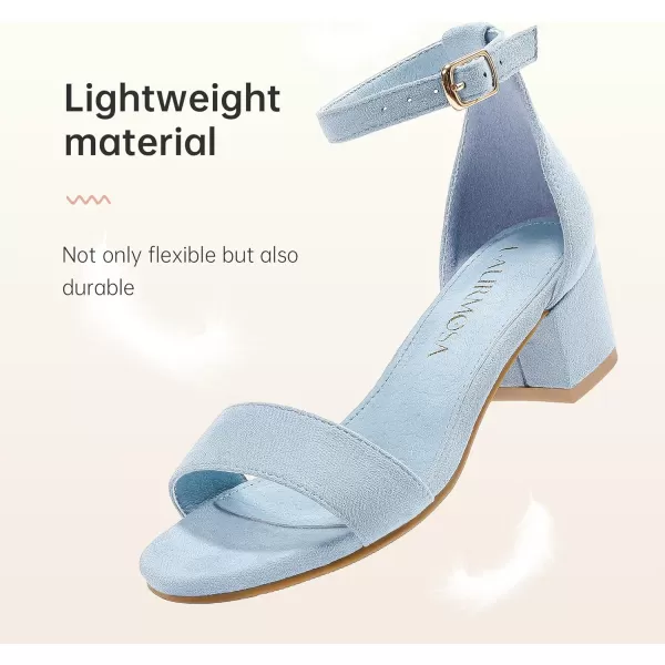 Girls High Heels Sandal for Girls Open Toe Ankle Buckle Strap Dress Shoes for Little Big Kids in Wedding Party Block Chunky Pump SandalsHonorable Suede Blue