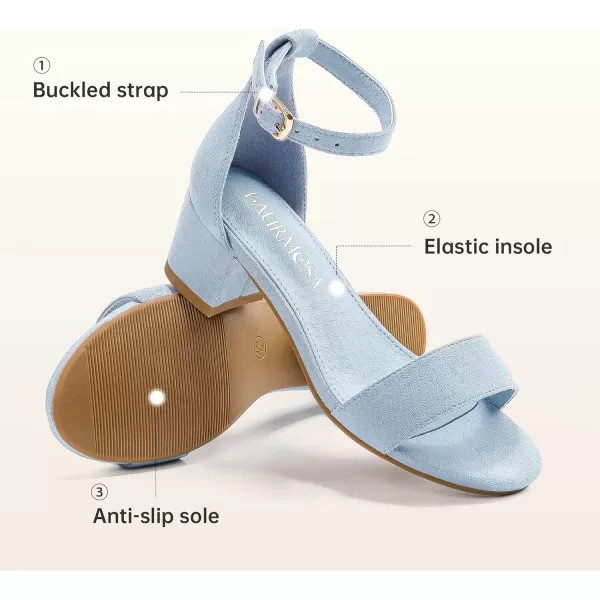 Girls High Heels Sandal for Girls Open Toe Ankle Buckle Strap Dress Shoes for Little Big Kids in Wedding Party Block Chunky Pump SandalsHonorable Suede Blue