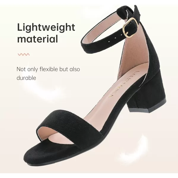 Girls High Heels Sandal for Girls Open Toe Ankle Buckle Strap Dress Shoes for Little Big Kids in Wedding Party Block Chunky Pump SandalsHonorable Suede Black