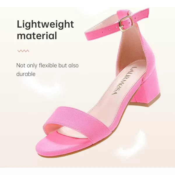 Girls High Heels Sandal for Girls Open Toe Ankle Buckle Strap Dress Shoes for Little Big Kids in Wedding Party Block Chunky Pump SandalsHonorable Suede Fuchsia
