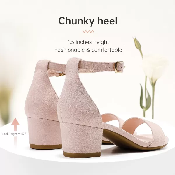 Girls High Heels Sandal for Girls Open Toe Ankle Buckle Strap Dress Shoes for Little Big Kids in Wedding Party Block Chunky Pump SandalsHonorable Suede Pink