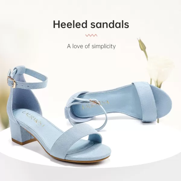 Girls High Heels Sandal for Girls Open Toe Ankle Buckle Strap Dress Shoes for Little Big Kids in Wedding Party Block Chunky Pump SandalsHonorable Suede Blue