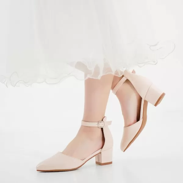 Girls Sandals Closed Toe High Heels Formal Dress Shoes Ankle Strap Pointed Toe Heeled for Little Big Kids in Wedding Party Comfortable Thick Heels Block Chunky Pump ShoesClassic Patent Blush
