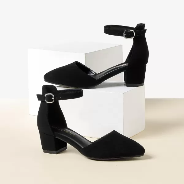 Girls Sandals Closed Toe High Heels Formal Dress Shoes Ankle Strap Pointed Toe Heeled for Little Big Kids in Wedding Party Comfortable Thick Heels Block Chunky Pump ShoesClassic Nubuck Black