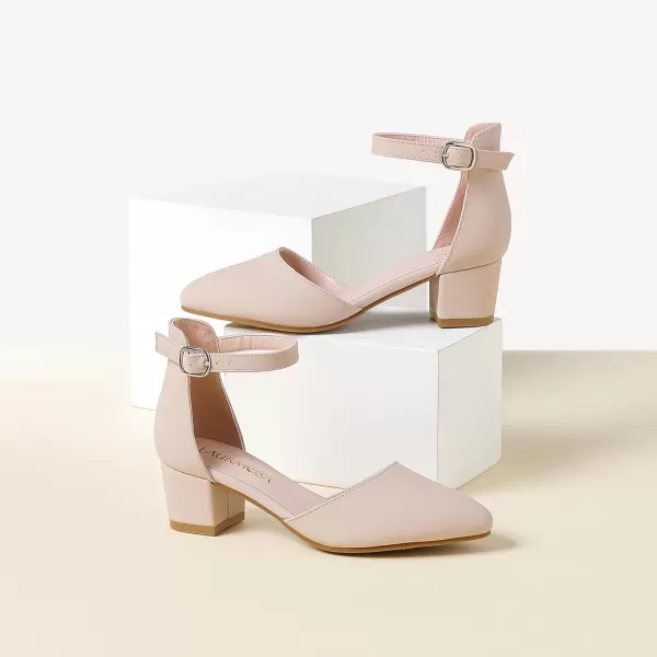 Girls Sandals Closed Toe High Heels Formal Dress Shoes Ankle Strap Pointed Toe Heeled for Little Big Kids in Wedding Party Comfortable Thick Heels Block Chunky Pump ShoesClassic Nubuck Nude