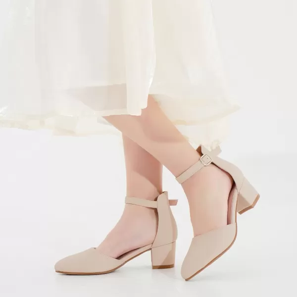Girls Sandals Closed Toe High Heels Formal Dress Shoes Ankle Strap Pointed Toe Heeled for Little Big Kids in Wedding Party Comfortable Thick Heels Block Chunky Pump ShoesClassic Nubuck Nude