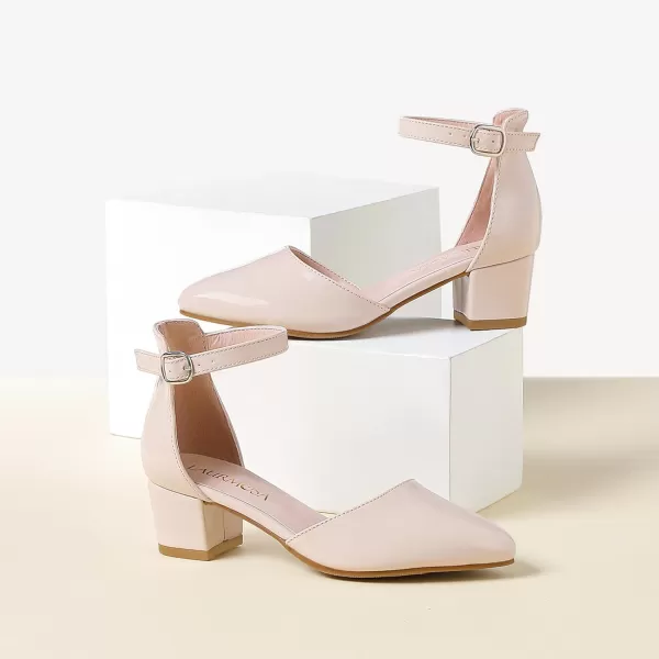 Girls Sandals Closed Toe High Heels Formal Dress Shoes Ankle Strap Pointed Toe Heeled for Little Big Kids in Wedding Party Comfortable Thick Heels Block Chunky Pump ShoesClassic Patent Blush