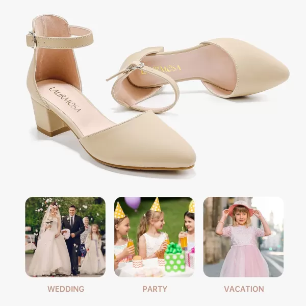 Girls Sandals Closed Toe High Heels Formal Dress Shoes Ankle Strap Pointed Toe Heeled for Little Big Kids in Wedding Party Comfortable Thick Heels Block Chunky Pump ShoesClassic Nubuck Khaki