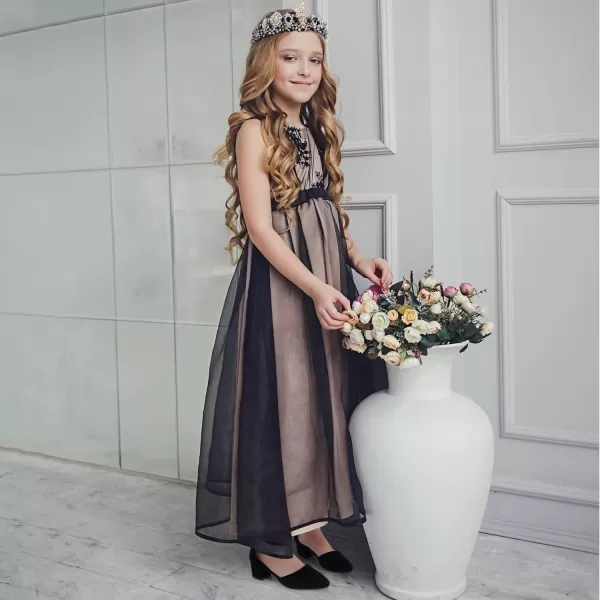 Girls Sandals Closed Toe High Heels Formal Dress Shoes Ankle Strap Pointed Toe Heeled for Little Big Kids in Wedding Party Comfortable Thick Heels Block Chunky Pump ShoesClassic Nubuck Black
