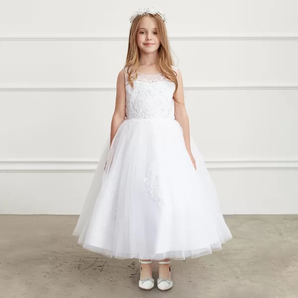 Girls Sandals Closed Toe High Heels Pointed Toe Ankle Strap Pumps Flower Girl Dressy Shoes in Wedding Party Cute Bowknot Chunky Block Heeled for Little Big KidsBow Pu White