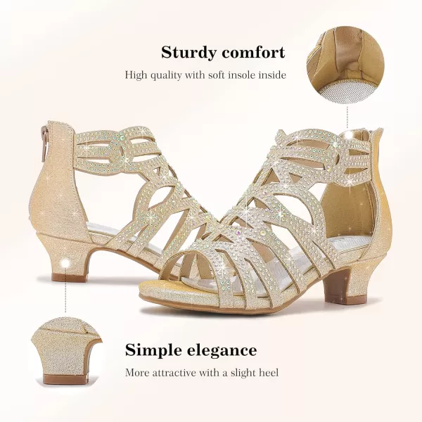 Girls Sandals High Heels Dress Shoes Open Toe Pump Sandals Glitter Party Wedding Shoes for Kids ToddlerG Glitter Cham