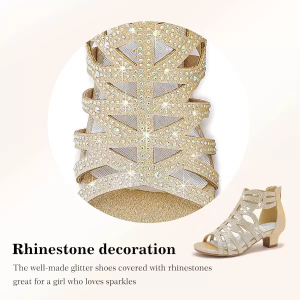 Girls Sandals High Heels Dress Shoes Open Toe Pump Sandals Glitter Party Wedding Shoes for Kids ToddlerG Glitter Cham