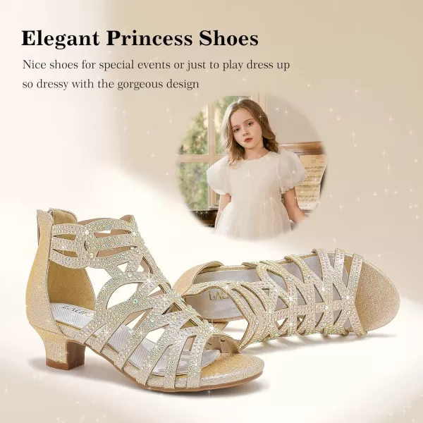 Girls Sandals High Heels Dress Shoes Open Toe Pump Sandals Glitter Party Wedding Shoes for Kids ToddlerG Glitter Cham