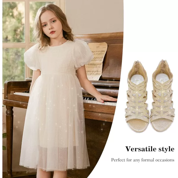 Girls Sandals High Heels Dress Shoes Open Toe Pump Sandals Glitter Party Wedding Shoes for Kids ToddlerG Glitter Cham