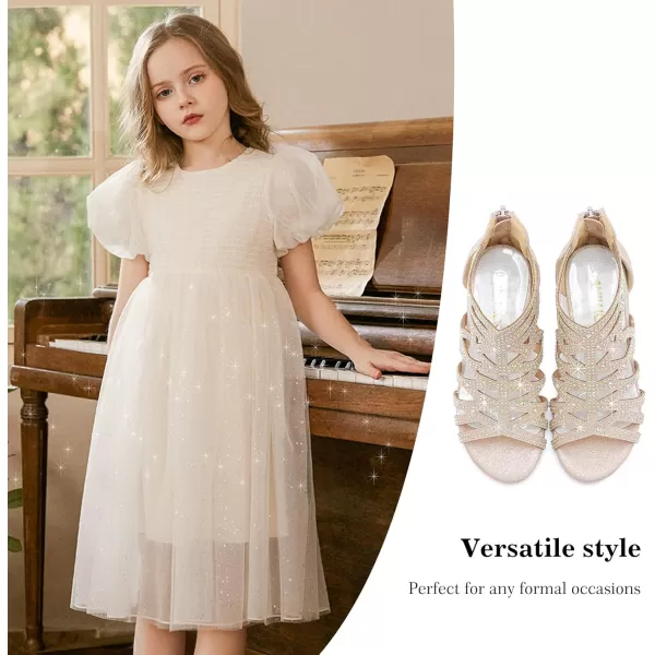 Girls Sandals High Heels Dress Shoes Open Toe Pump Sandals Glitter Party Wedding Shoes for Kids ToddlerG Glitter Rose Gold
