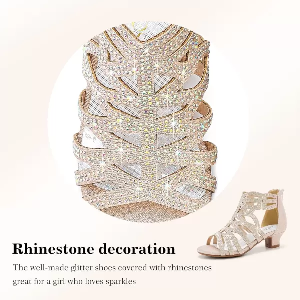 Girls Sandals High Heels Dress Shoes Open Toe Pump Sandals Glitter Party Wedding Shoes for Kids ToddlerG Glitter Rose Gold